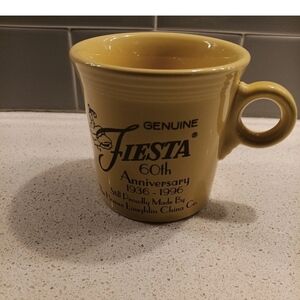 Fiesta 60th Anniversary Mug Yellow Ring Handle Homer Laughlin Fiestaware
